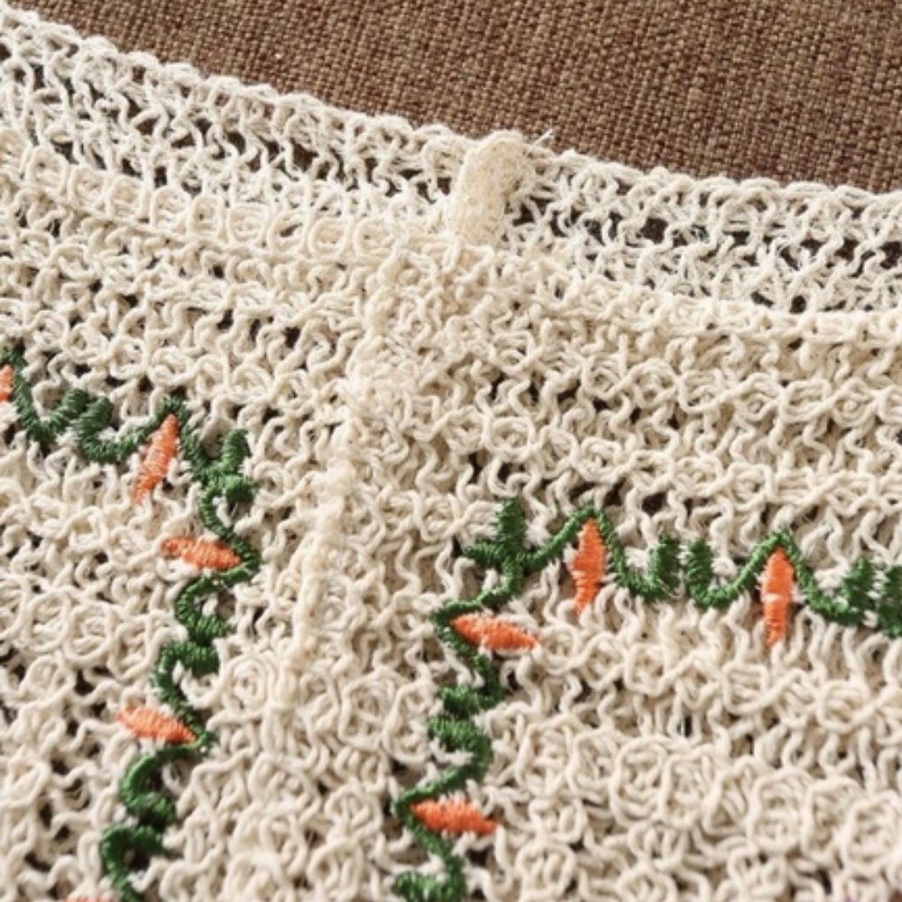 Cream Floral Embroidered Crop Top Sz S New - Picture 6 of 7